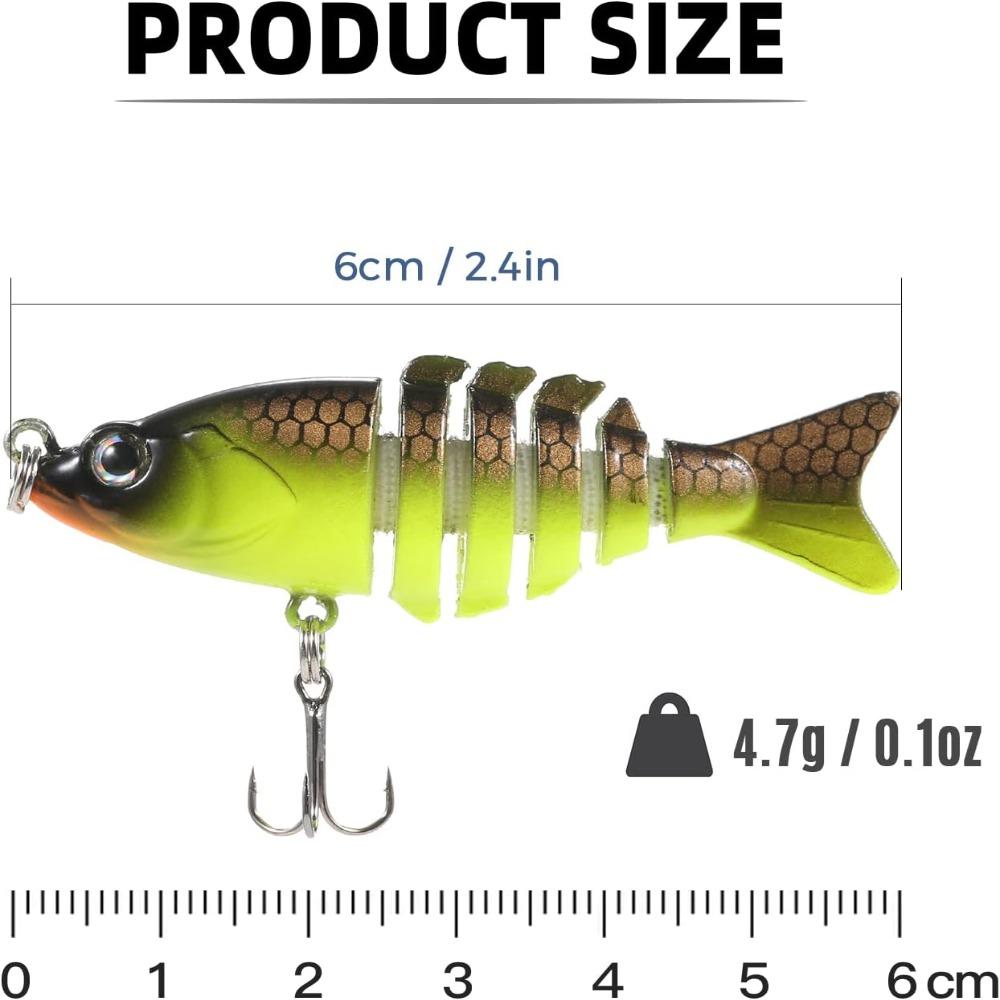 5PCS with Treble Hooks Jointed Swimbaits 6 Segment Artificial Fishing Lures Saltwater Fishing