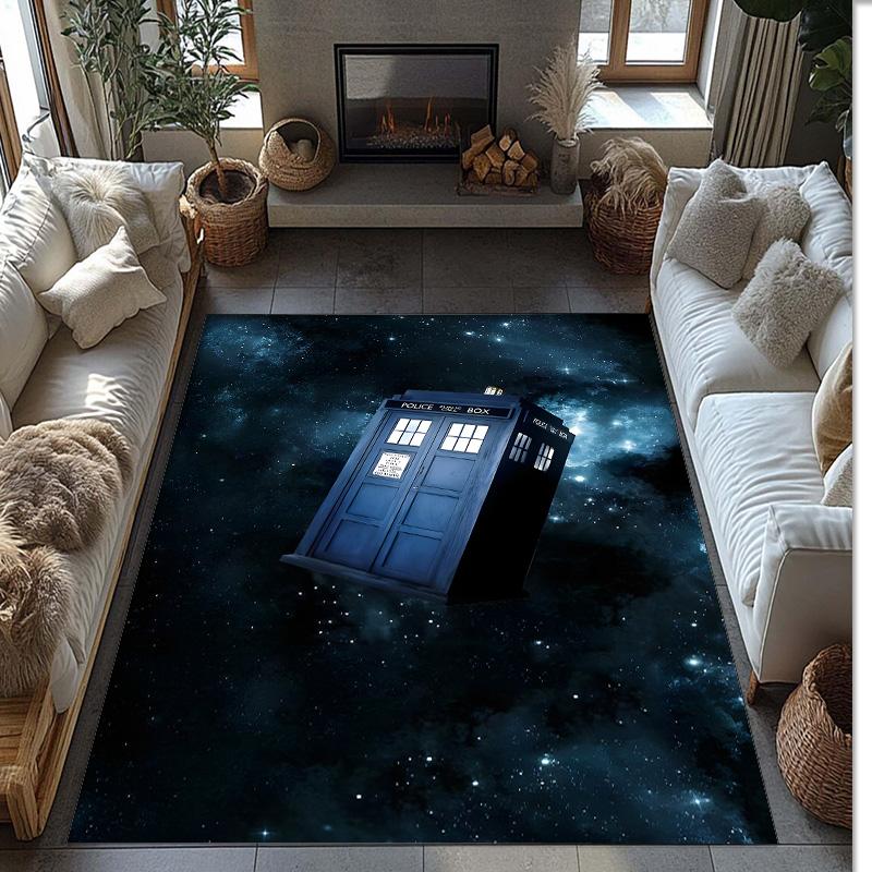 Doctor Who's TARDIS Printed Crystal Velvet Area Rug, Soft Anti-Slip Water Absorbent Floor Mat for Living Room Bedroom