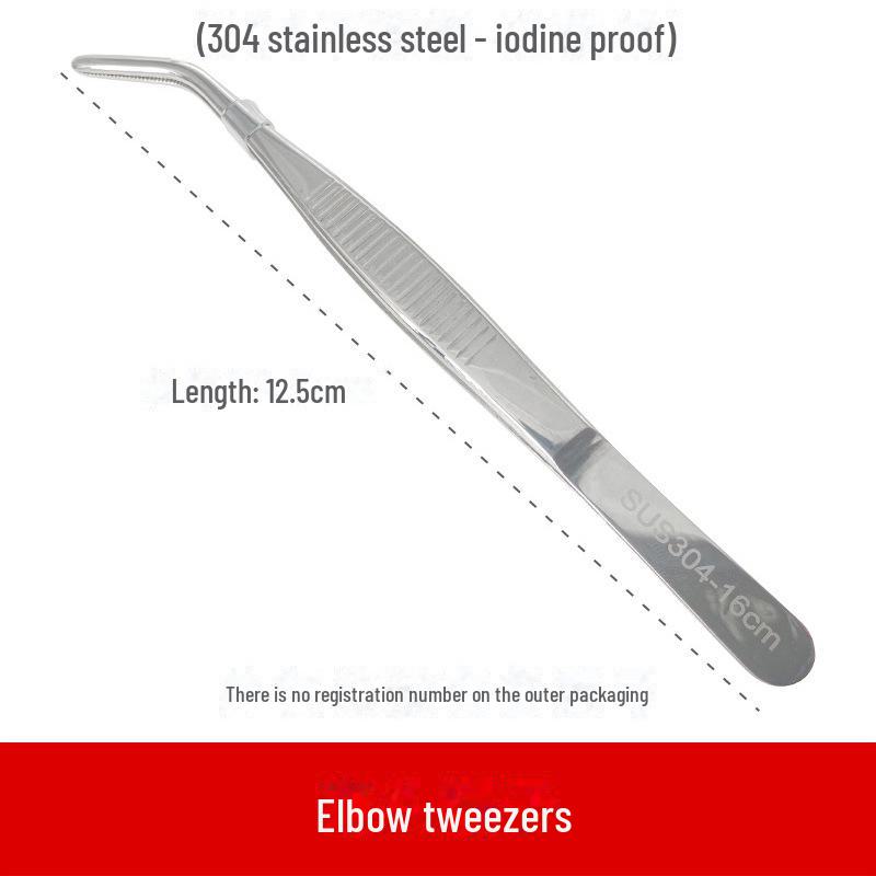 304 Stainless Steel Anti-Iodine Tweezers: Straight & Elbow Design for Gardening, Fishing, and Aquarium Use