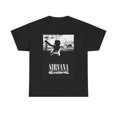 Nirvana Tshirt Kurt Cobain Grunge Nevermind Album Cover Unisex Heavy Cotton Tee