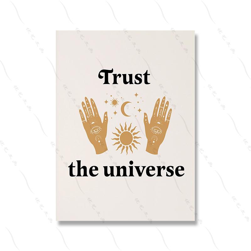 Zákon přitažlivosti Tisk Boho Art Quote Manifestation Plakát na plátně Všímavost Sebeláska Samostatná péče Terapie Nástěnná malba Dekor Bez rámu