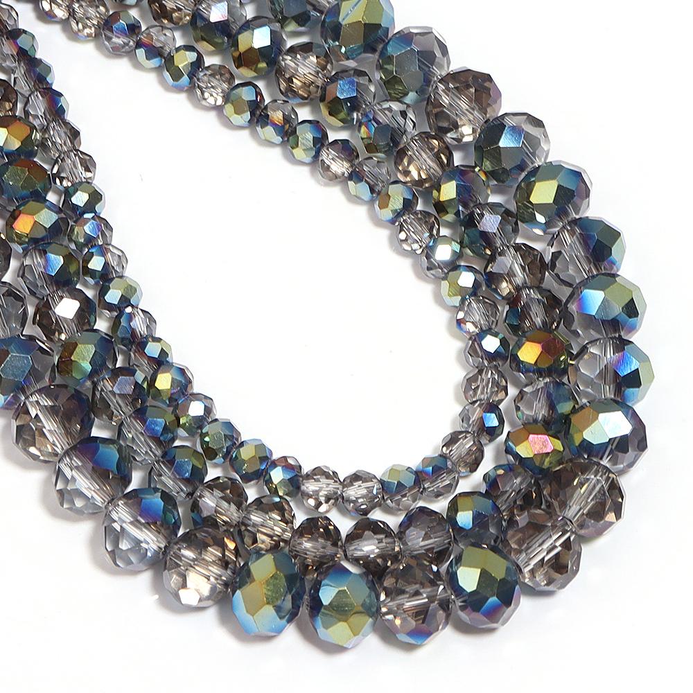 4/6/8mm Austria Rondelle Faceted Crystal Beads Blue Grey Glass Loose Beads For Jewelry Making DIY Bracelets Necklace Accessories