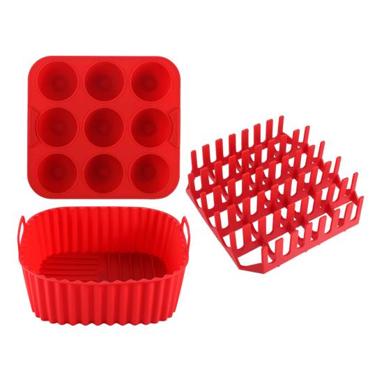 Air Fryer Silicone Basket Liners Large Square Oven Pan BBQ Grill Reusable Cake Molds for Hot Dogs Bacon Jelly