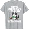 Funny Selective Hearing Cat Reading Graphic Tee Casual Cotton Short Sleeve TShirt for Men
