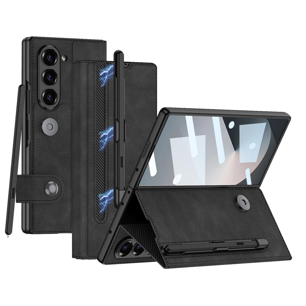 Samsung Z Fold6 Mobile Phone Case Folding Screen Carbon Fiber Shell Film Ultra Thin All Inclusive with Pen Slot Stylish Thin