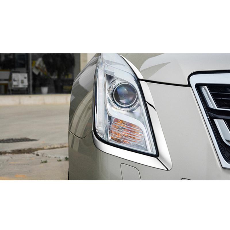 1 Pair Stainless Steel Chrome Front Headlight Lamp Eyebrow Cover Trim Fit for Cadillac XTS 2013-2017