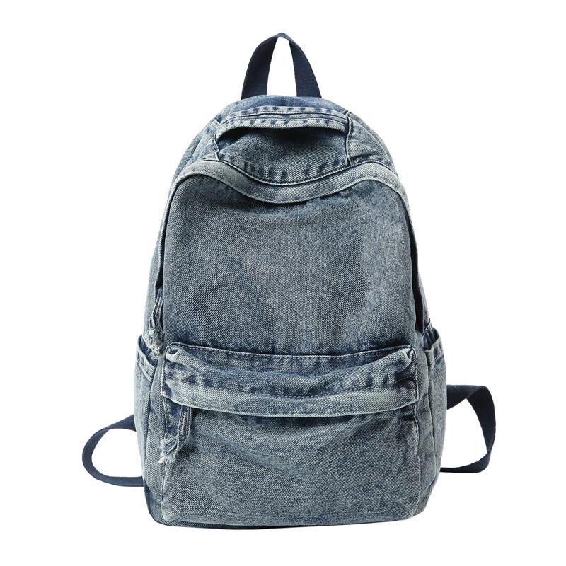 Retro džínový batoh s velkou kapacitou studentská školní taška