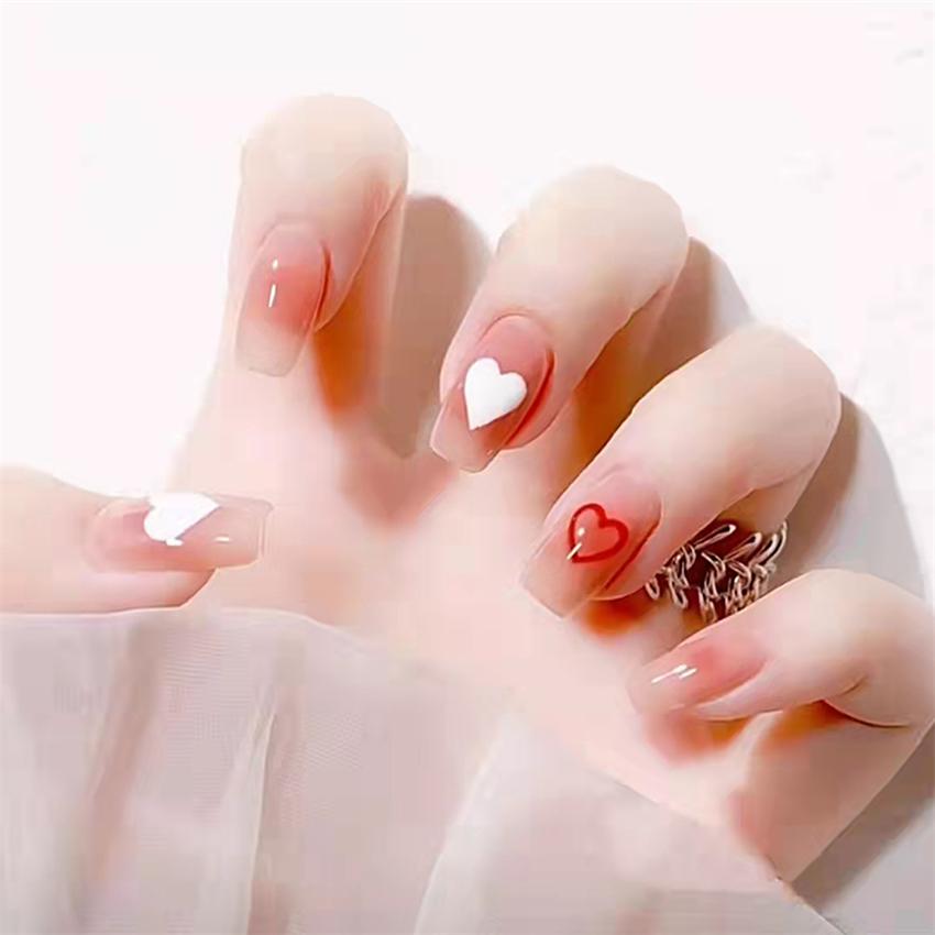 24Pcs Short Square Fake Nails Cloud Star Pattern Full Cover Press On Nail Tips Manicure Art