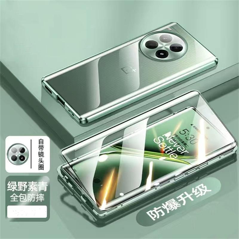 360 Grad Vollschutzhülle für OnePlus ACE 3 Pro OnePlus12 12R 11 ACE2 5G Doppelseitige Magnetische Adsorption Metall Gehärtetes Glas Handyhülle