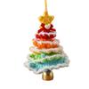 Handmade Mini Knitted Christmas Tree Ornament Multi-Layered Crochet Snow Flocked Tree with Gold Bells