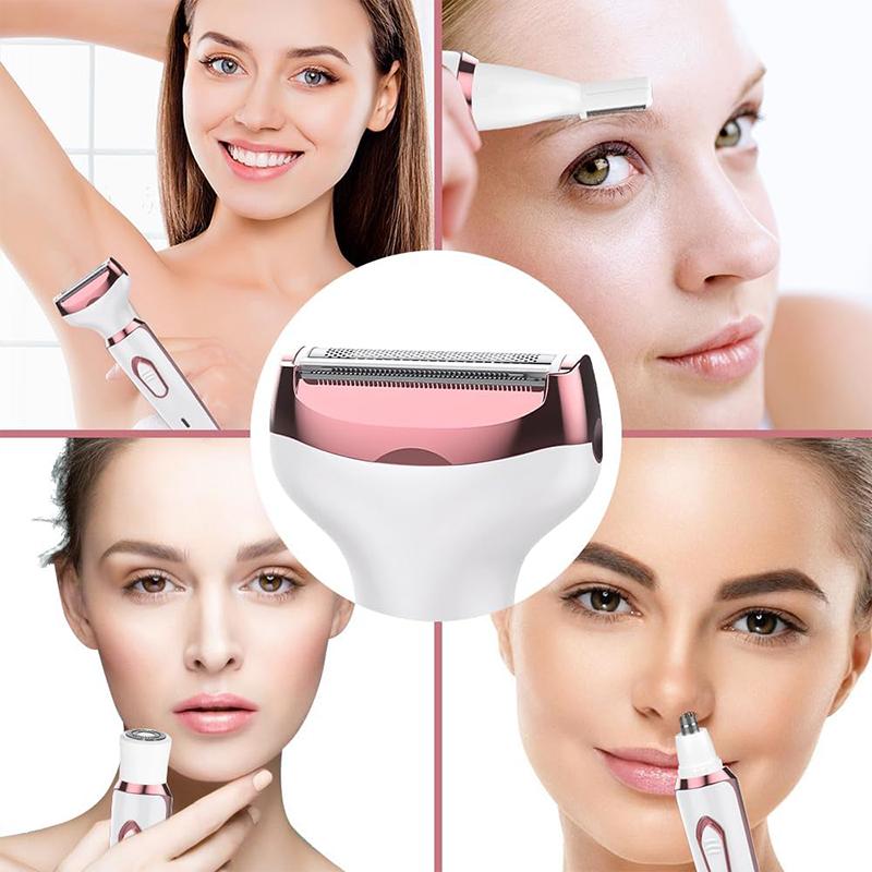 4 In 1 Electric Epilator Bikini Eyebrow Nose Women Lady Facial Hair Removal Trimmer Body Painless Female Depilator Skin Care