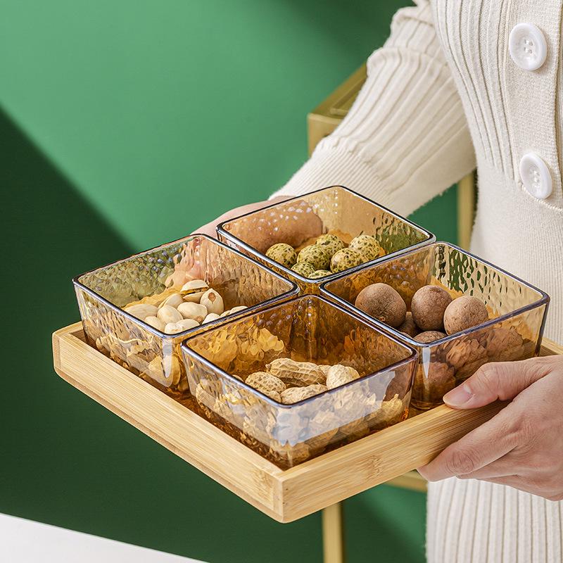 KTV Glass Partition Fruit and Dessert Plate with Cover