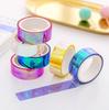 Colorful Gradient Laser Tape & Rainbow Film Stickers for DIY Journals and Cards