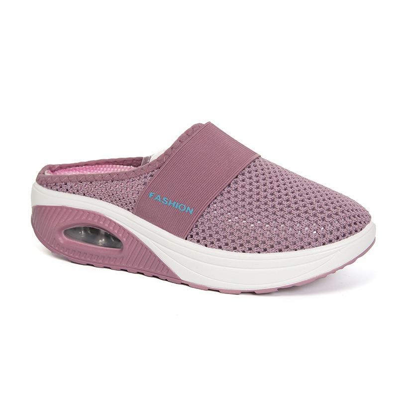 Scarpe con tacco a zeppa, Pantofole casual chiuse a punta larga, Scarpe a punta tonda, Nuove scarpe da donna