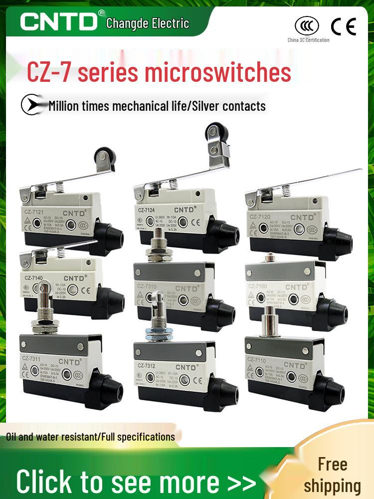 CNTD CZ Limit TZ Micro Switches: Models CZ-7310, 7311, 7121, 7120, 7141, 7144.
