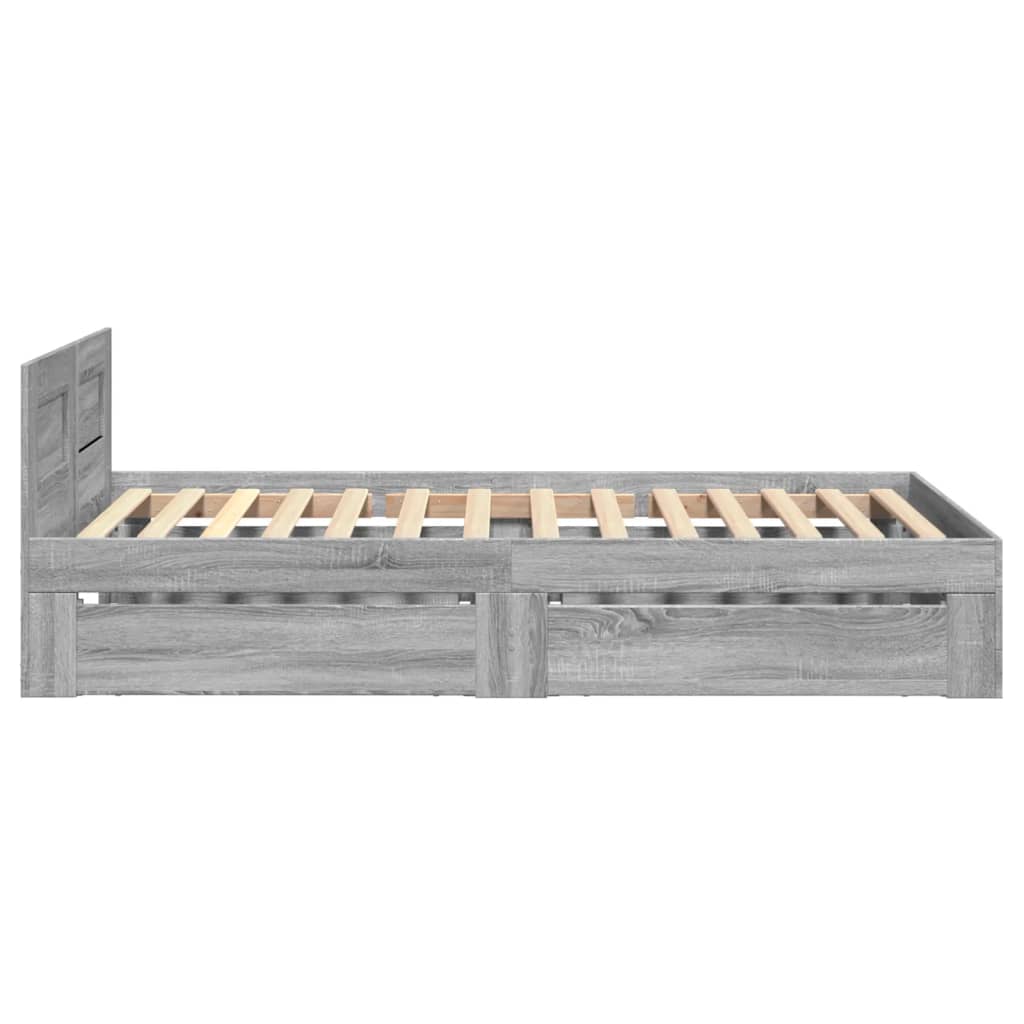 Bed Frame with Headboard Grey Sonoma 75x190 cm Engineered Wood