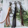 Cowhide Genuine Leather Keychain Handmade Car Keychian Personalized Cowhide Tassel Key Chain  Gift
