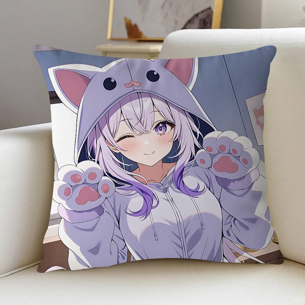 Nekomata Okayu Personalized Picture Text Home Decorative Pillows Household Gifts 45x45cm