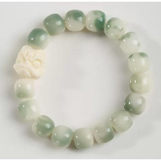 Lion Dance Gradient Bodhi White Jade Bodhi Bracelet Gentle and delicate Buddhist prayer beads bracelet made of Bodhi seeds