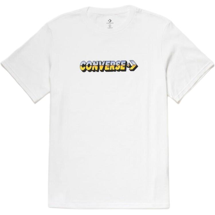 Converse T Shirts Unisex White Crew Neck 10026416-A02 L
