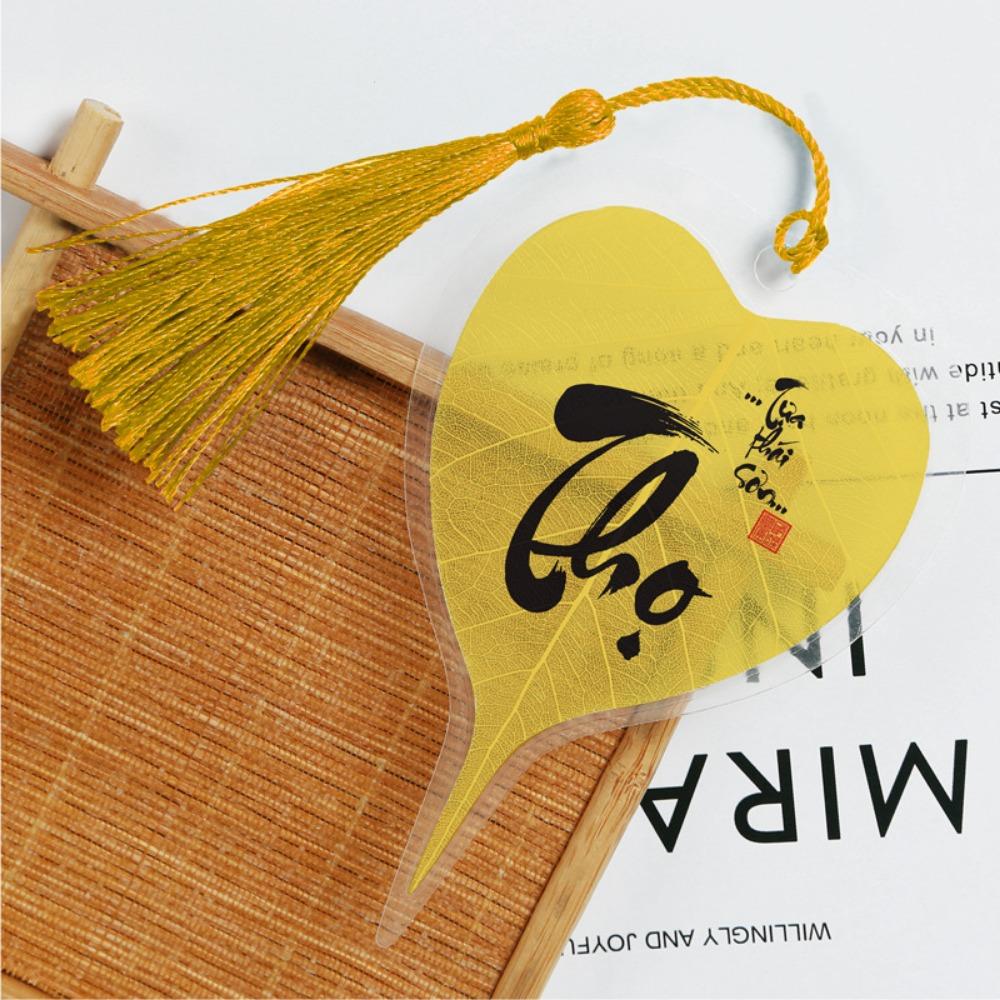 5Pcs DIY Southeast Asian Bookmark With Words Bookmark Pendant Bodhi Leaf Vein Bookmark Home Style 22