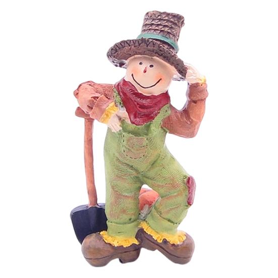 Pumpkin Scarecrow Figurine Handcrafted Resin Statue Fall Harvest Decoration Home Garden Thanksgiving Decor