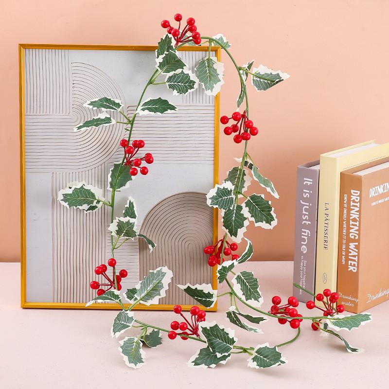 Christmas Decorative Faux Vine With Red Fruit For Holiday Home Decor