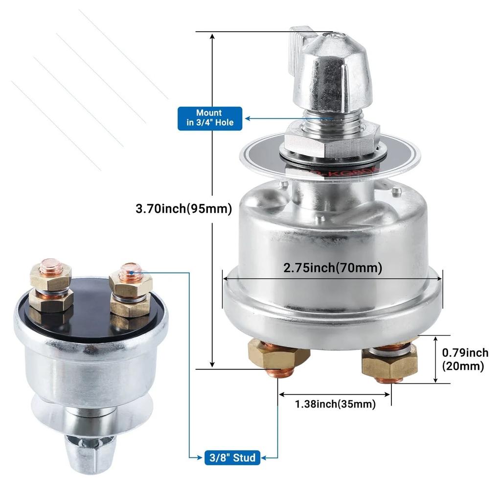 CNSPEED 12V-48V High Current Battery Circuit Breaker 250A Battery Power Cut Isolator Kill Switch With Panel for Car RV Marine