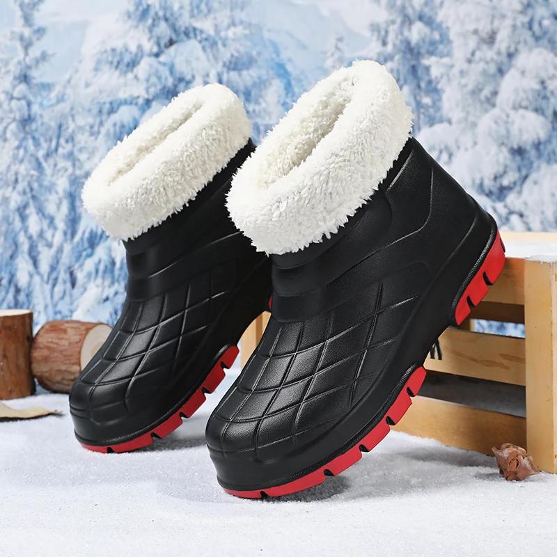 

Новые зимние высокие сезонные зимние ботинки, удобные плюшевые хлопковые ботинки с плоской подошвой, водонепроницаемые, нескользящие, теплые зимние ботинки 36-37 чёрный