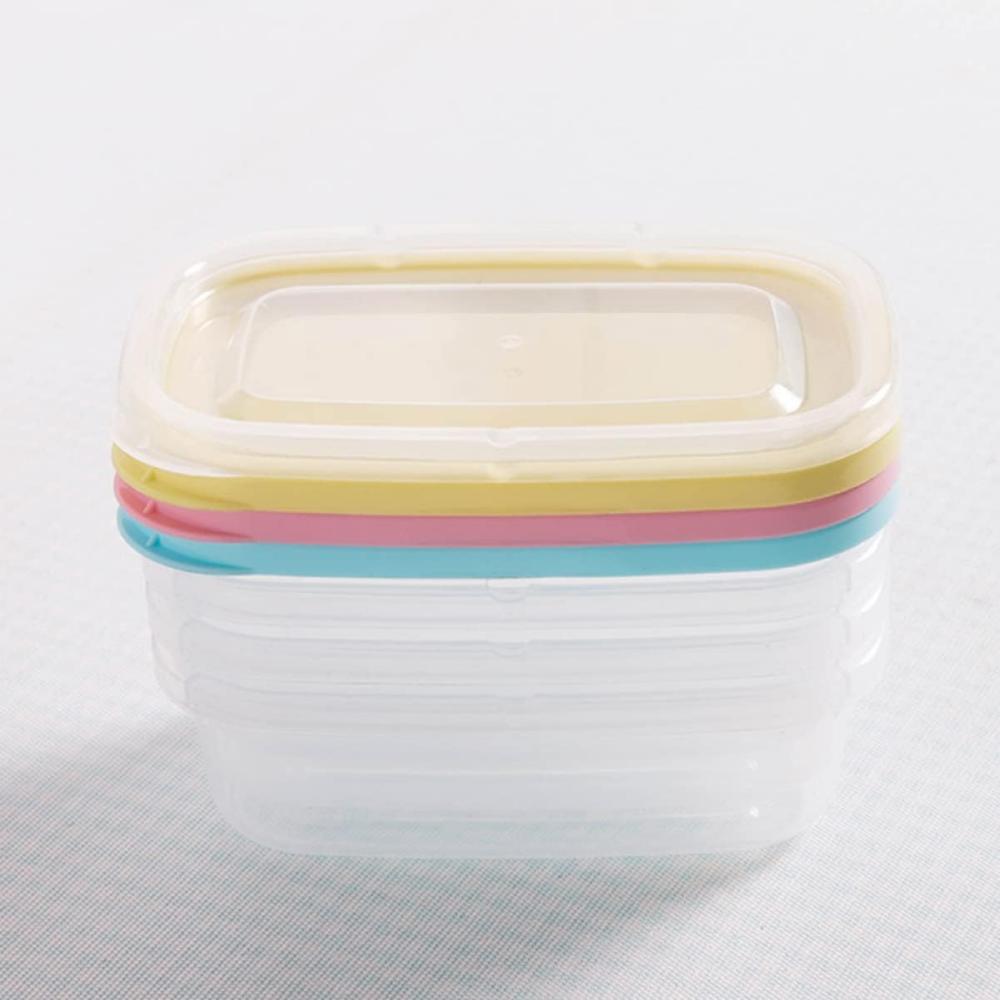 Six 709-milliliter Rectangular Plastic Food Containers with Colorful LIDS, Lunch Boxes, Suitable for Storing Fruits and Food