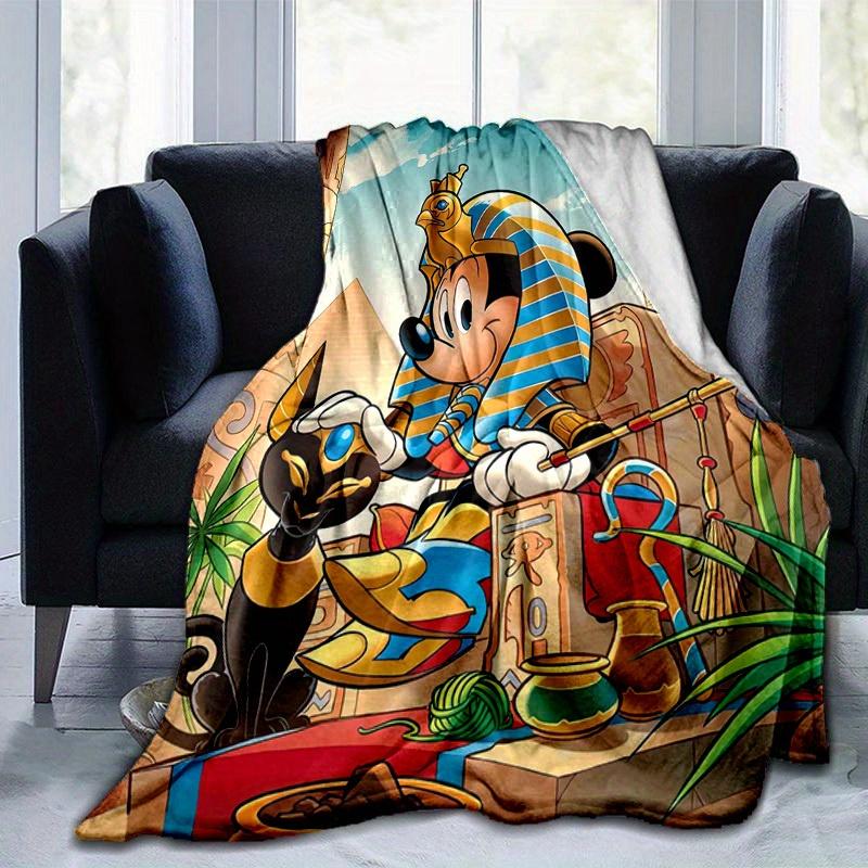 1pc, Egyptian Mickey Mouse Home Decor Gift: Cozy Flannel Blanket for Bedroom, Living Room, Travel, Camping, Car