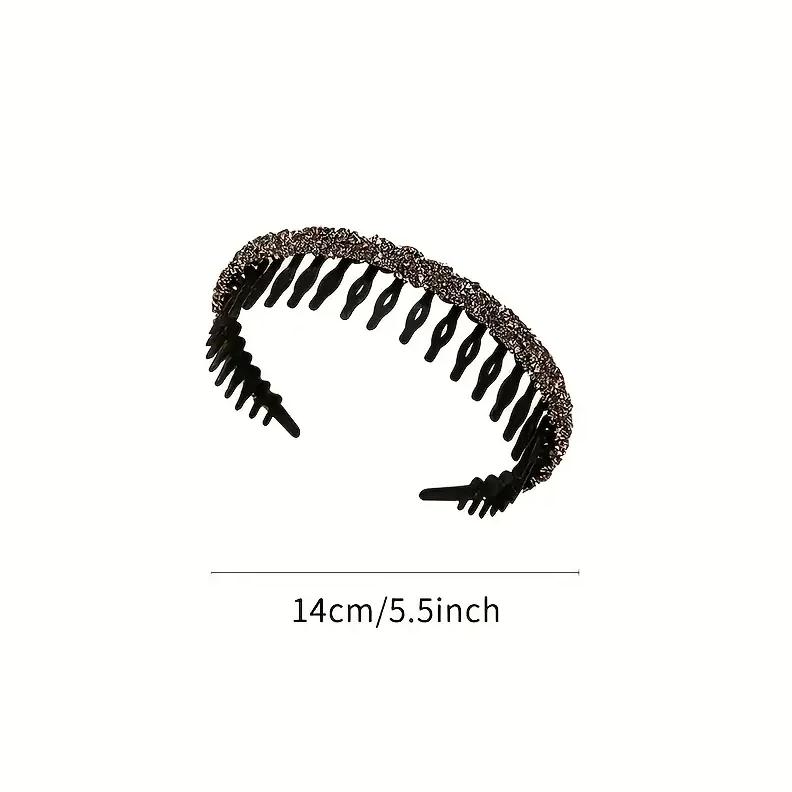 Fashion Rhinestone Flocking Bezel Hair Hoops for Women Ladies Solid Color Toothed Non-Slip Headband Hair Band Hair Accessories