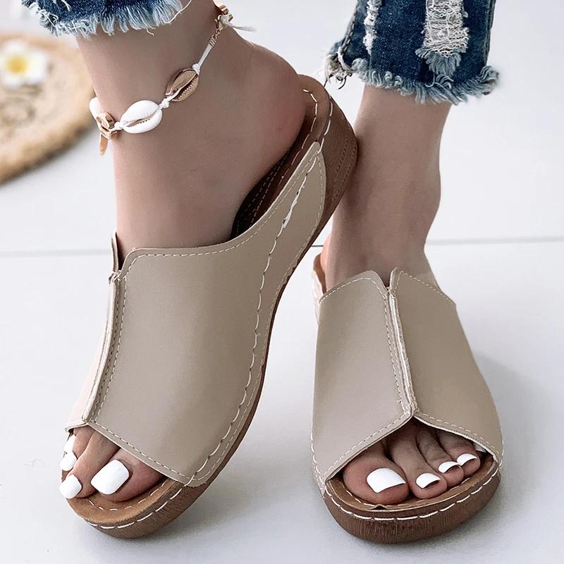 Fashion 2024 Summer Women's New Stylish and Comfortable Wedge Casual Slippers