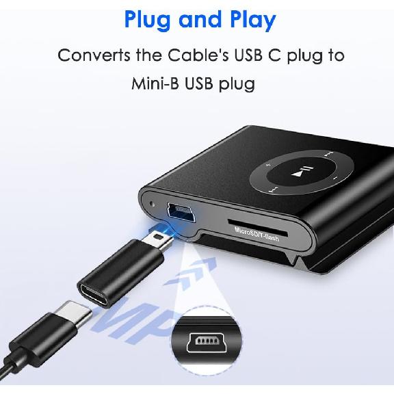 USB C to Mini USB Adapter 2 Pack, USB Type C Female to Mini USB 2.0 Type-B Male Adapter, Support Charging and Data Transfer, Compatible Digital