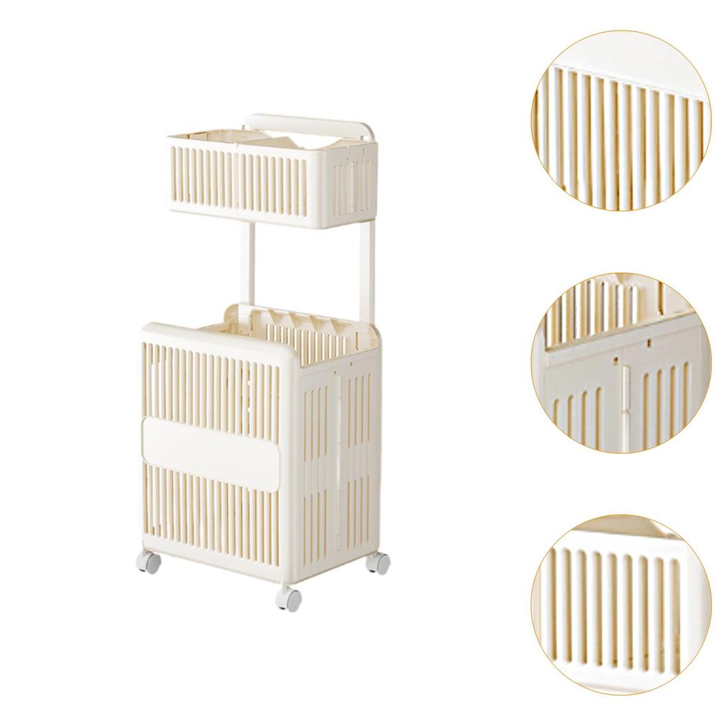 Movable Laundry Cart Lightweight Storage Trolley for Bathroom Office Kitchen Separated Dirty Clothes Organizer Laundry Cart