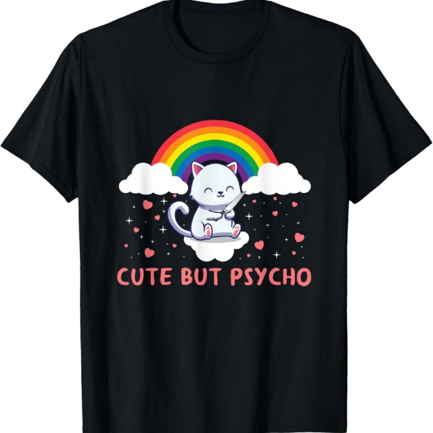 

Cute But Psycho Crazy Cat Saying T-Shirt XXXXXL чёрный