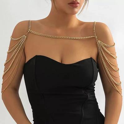Women Body Chain Multi-layered Tassel Shoulder Chain Date Night Nightclub Party Shoulder Jewelry Celebrity Performance Prop
