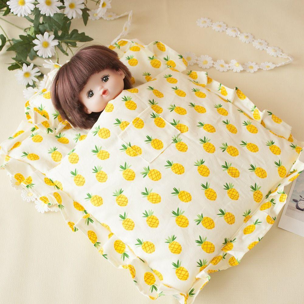 Doll Clothes Miniature Bed Sheet With Pillow Doll Bedding Four Piece  Doll House Accessories