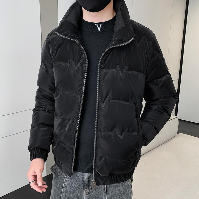 Winter Wear New Down Jacket Men's Stand Up Collar Trend Solid Color Versatile Youth Down Jacket Handsome Warm Bread Jacket Jacket