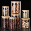 Wood Lid Transparent Glass Food Storage Jars Kitchen Storage Bottles Jar Sealed For Tea,Coffee,Sugar Cereal Dispenser Orgnizer