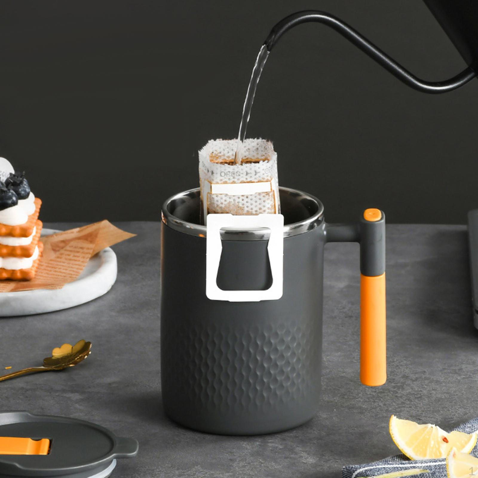 

Coffee Mug Car Tumbler Cup Tea Reusable 13.5 oz Thermal with Handle for Home Office Bar темно-сірий колір