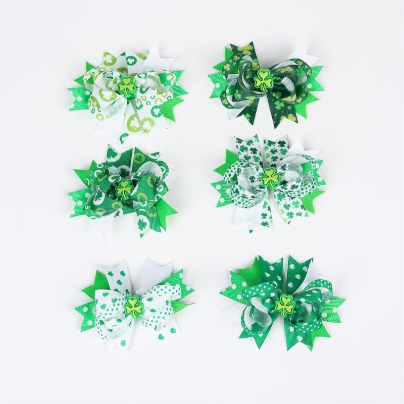 2pcs Irish Themed Bows Hair Clip for Children Hair Accesories Party Hair Decoration for Holiday Celebrations and More