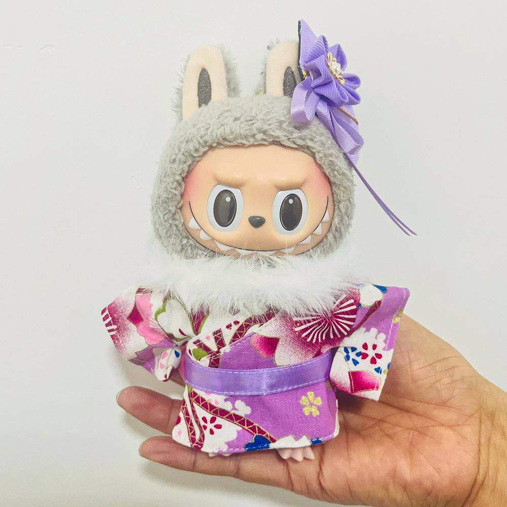 For 17cm Labubu Doll Clothes Fashion Clothes Kimono Doll Clothes Color Match Dresses Dolls Accessories Cute Decoration Little Clothes