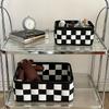 High qualityStylish Black and White Checkered Storage Basket – Multifunctional Organizer for Cosmetics, Snacks, Toys, and Bedroom Essentials with