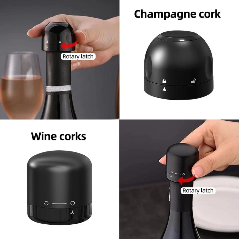 3pcs Vacuum Wine Stoppers Reusable Wine Bottle Stoppers Champagne Sealer Cap Set Leak Proof Preserver For Wine Plug Bar Accessories