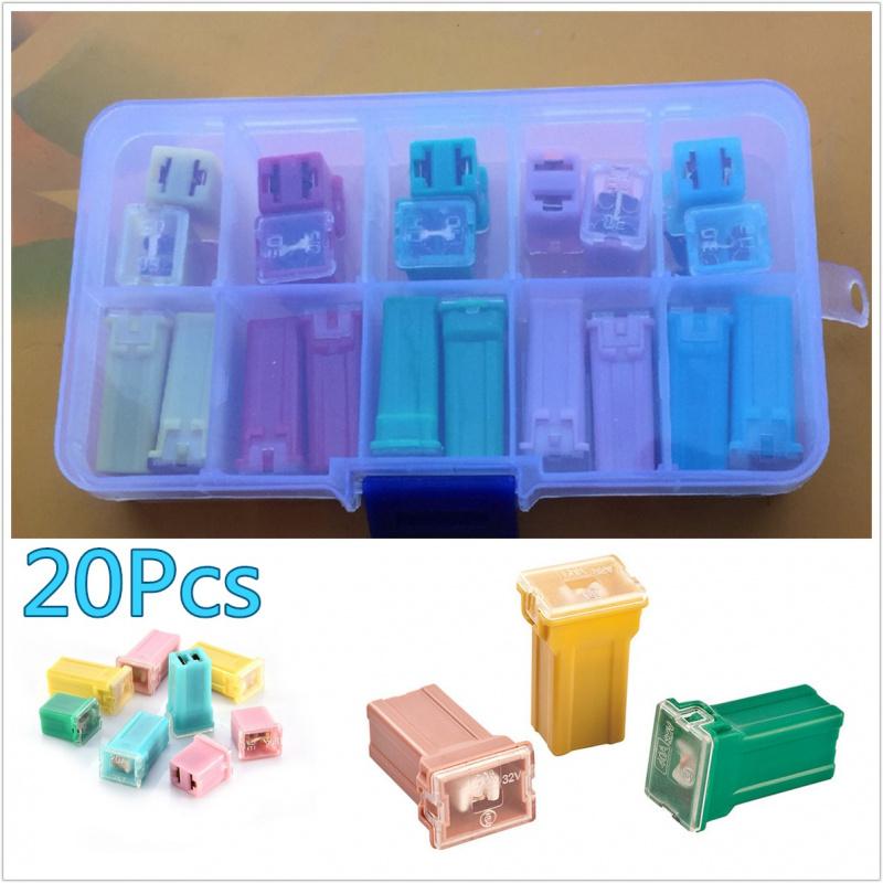 20Pcs Mini Car Square Fuse Dc 12-32V 20A 30A 40A 50A 60A Amp For Cars And Trucks Fuse Panels And Wiring Harnesses