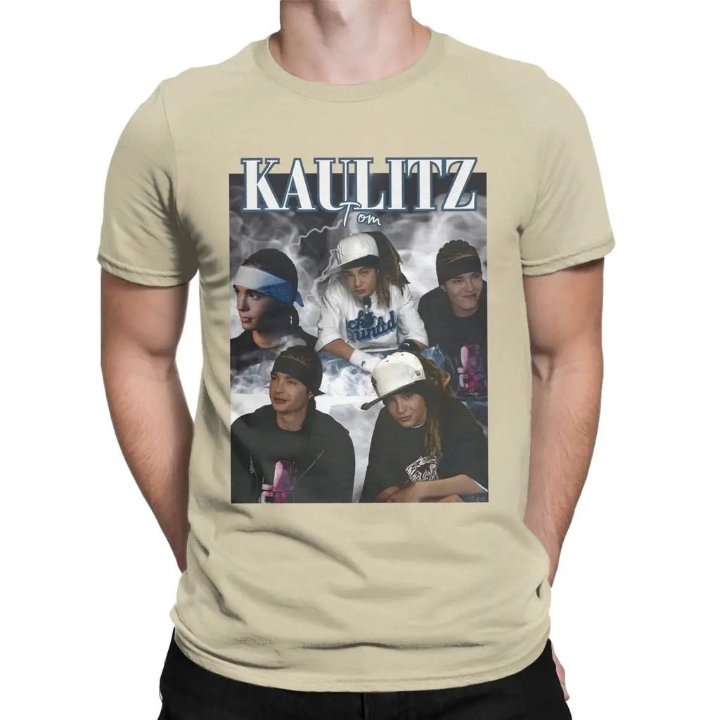Tokio Hotel Tom Kaulitz Maglietta Vintage Uomo Cotone Puro Maglietta Divertente Girocollo Maglietta a Manica Corta Top Estivi