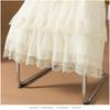 2025 Summer Women's Gentle Style Lace Trim Elastic Waist A-Line Midi Skirt