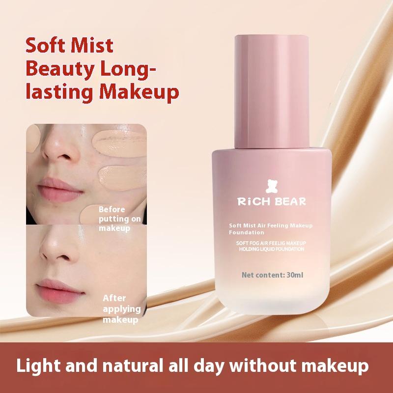 RichBear Soft Mist Skin-friendly Foundation Moisturizing Long-lasting Concealer Non-stuck Powder Breathable Base Makeup Foundation