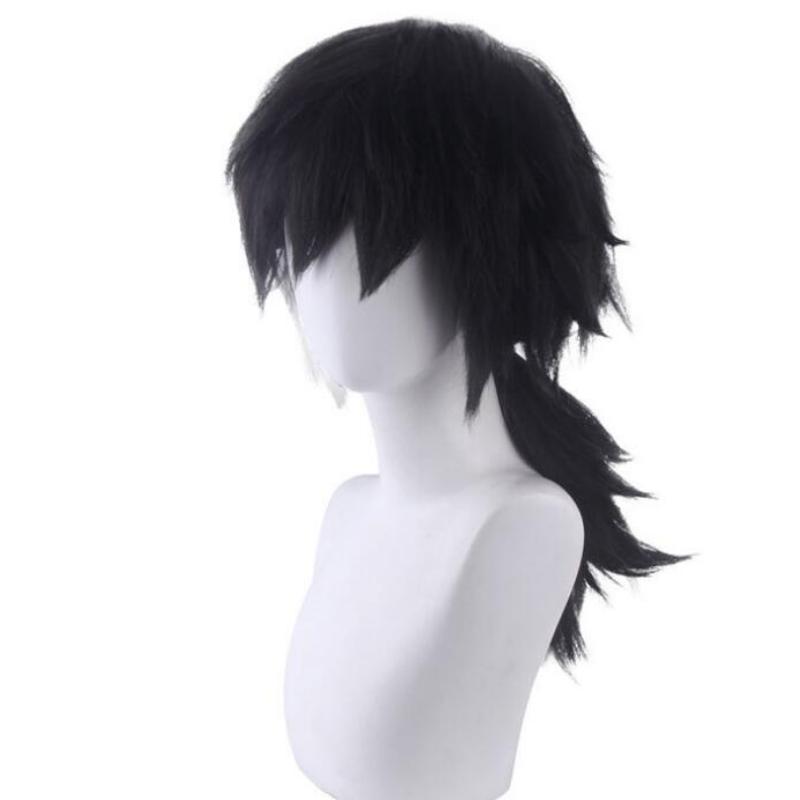 60 см Demon Slayer Kimetsu no Yaiba Tomioka Giyuu черный парик с хвостиком Косплэй костюм — фото 3